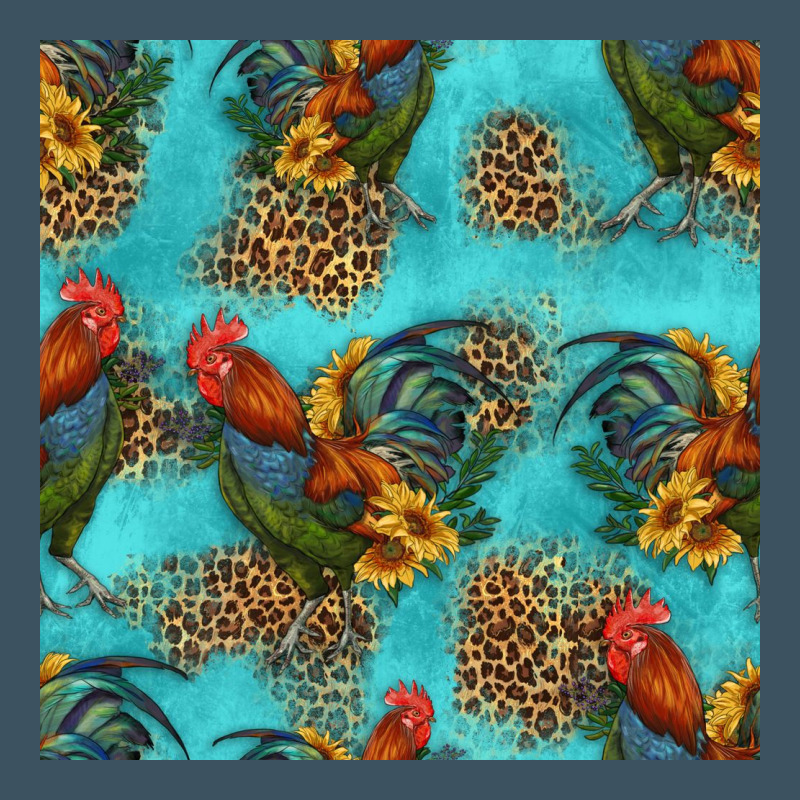 Rooster And Sunflowers Seamless Pattern Urban Heavy Tee by HRA Design Shop | Teevron