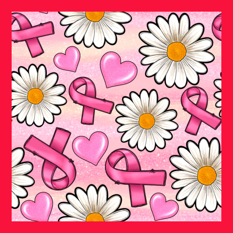 Breast Cancer Awareness With Daisy And Heart Seamless Pattern Classic Tee by BundleAndBundleShop | Teevron
