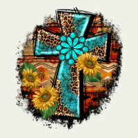 Western Turquoise's Leopard Cross  Wooden Aztek Sunflowers Background Urban Heavy Tee | Teevron