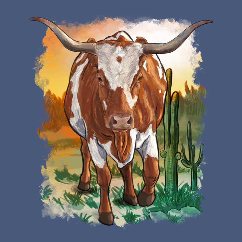 Longhorn Cow With Desert Background Vintage Hoodie by RanaPortraitStore | Teevron