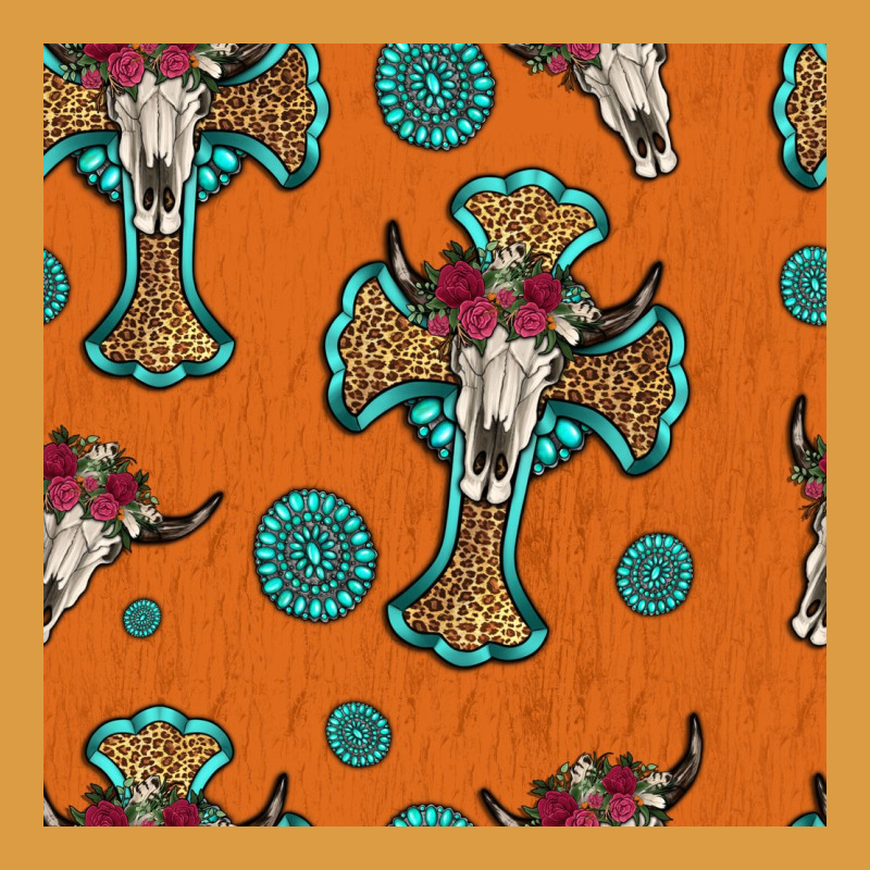 Western Cross And Bull Skull Seamless Pattern Urban Heavy Tee by HRA Design Shop | Teevron