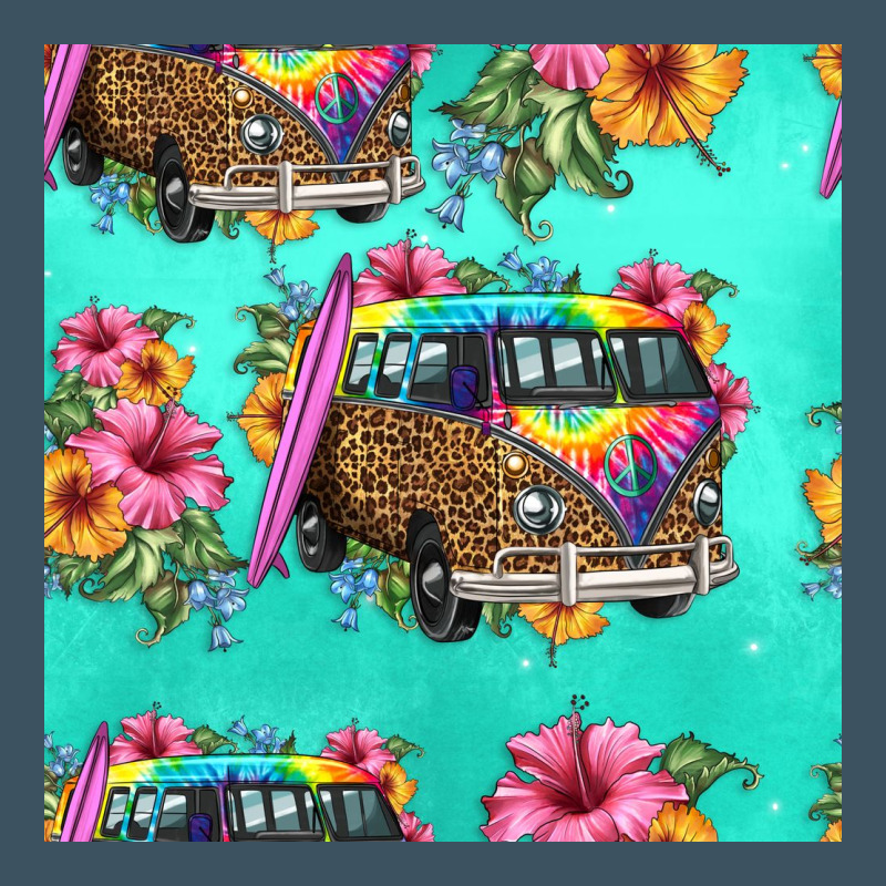 Floral Hippie Truck Seamless Pattern Urban Heavy Tee by HRA Design Shop | Teevron