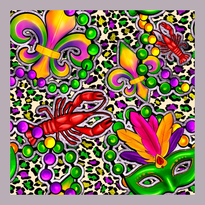 Mardi Gras Crawfish Leopard  Seamless Pattern Vintage Tee by FaDigitalArtStudio | Teevron