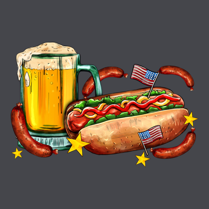 Hot Dog And Beer With Stars And Usa Flags Long Sleeve Tee by AdoDesignShop | Teevron