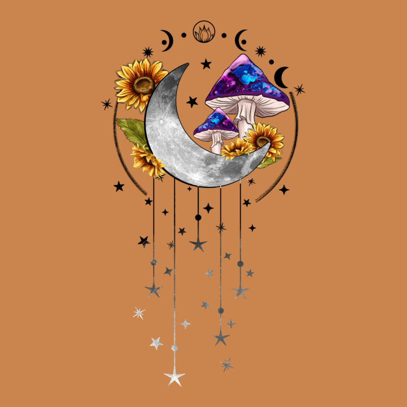 Moon And Mushrooms With Sunflower Heavyweight Hoodie by MaliasSmallBusiness | Teevron
