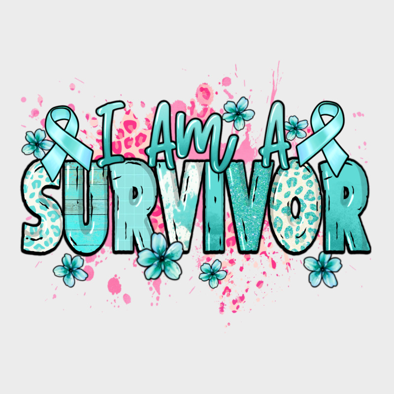 I Am A Survivor Teal Ribbon Ovarian Cancer Urban Hoodie by NancyCooperArtShop | Teevron