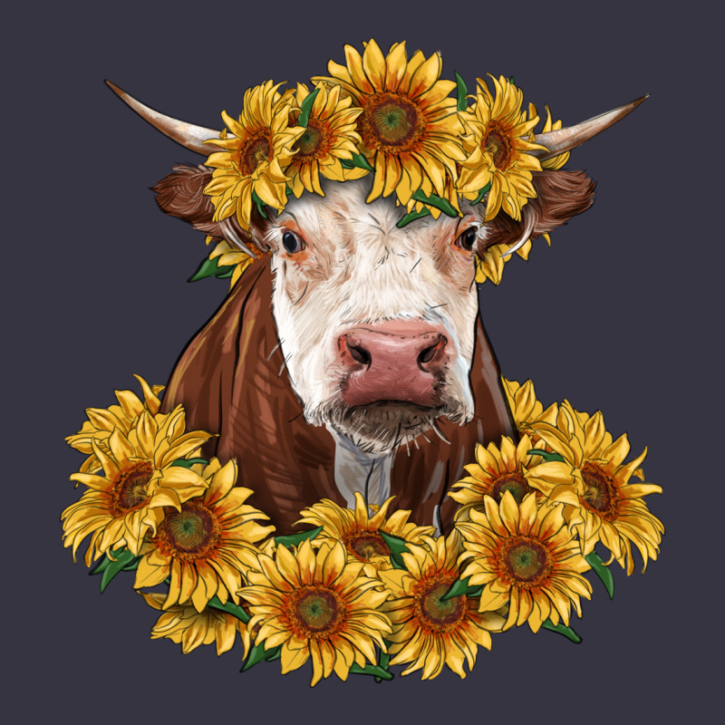 Hereford Cow With Sunflowers Vintage Hoodie by RanaPortraitStore | Teevron