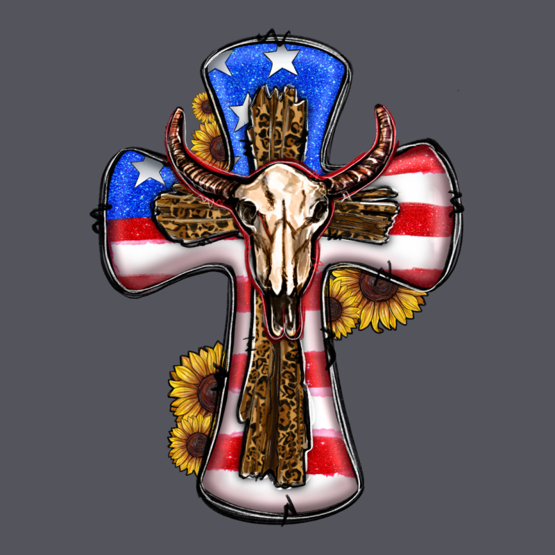 American Flag Cross Cow Skull Sunflowers Vintage Hoodie by RanaPortraitStore | Teevron
