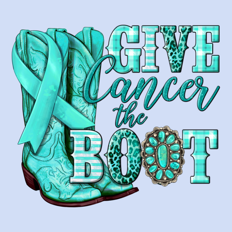 Give Cancer The Boot Ovarian Cancer Teal Ribbon Urban Hoodie by NancyCooperArtShop | Teevron