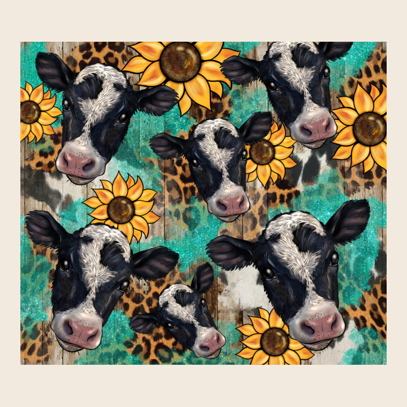 Western Leopard Sunflower Black And White  Cow Zipper Hoodie by BarkalooDesign | Teevron