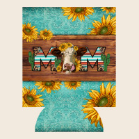 Mom Hereford Cattle Sunflowers On Tooled Leather Regular Can Cooler Zipper Hoodie | Teevron