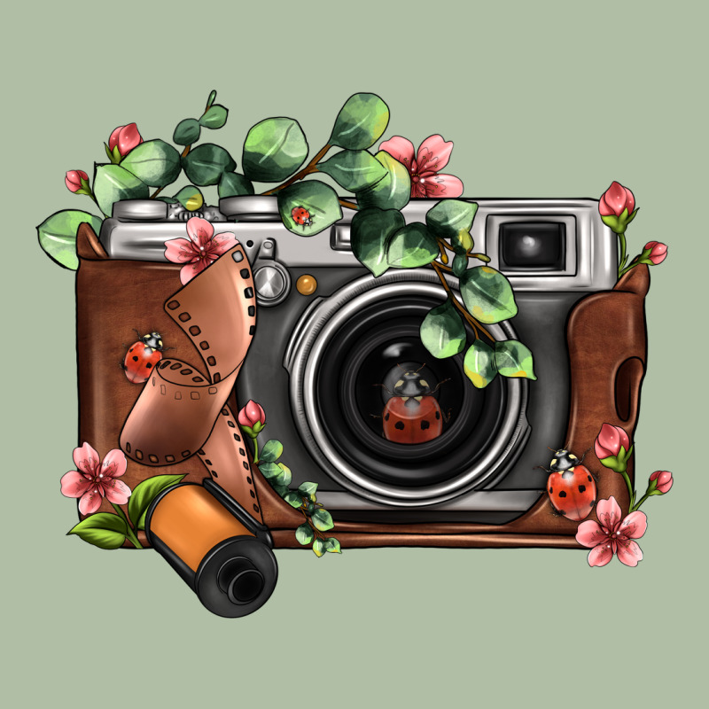 Floral Eucalyptus Film Roll Vintage Camera Urban Heavy Tee by FaDigitalArtStudio | Teevron