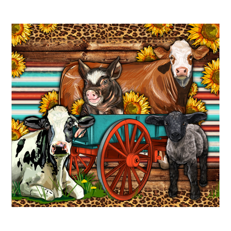 Farm Animals On An Old Wagon Zipper Hoodie by LillyAllenDesigns | Teevron