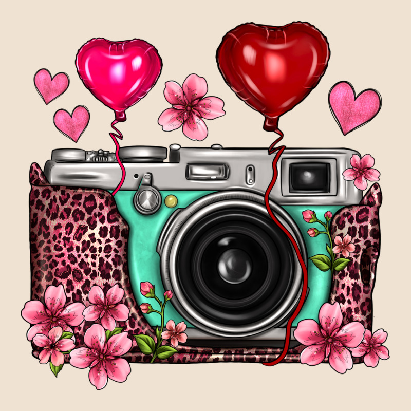 Floral Heart Pink Leopard Vintage Camera Urban Heavy Tee by FaDigitalArtStudio | Teevron