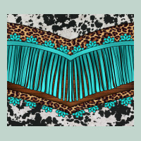 Western Cowhide Leopard Turquoise Fringed Zipper Hoodie | Teevron