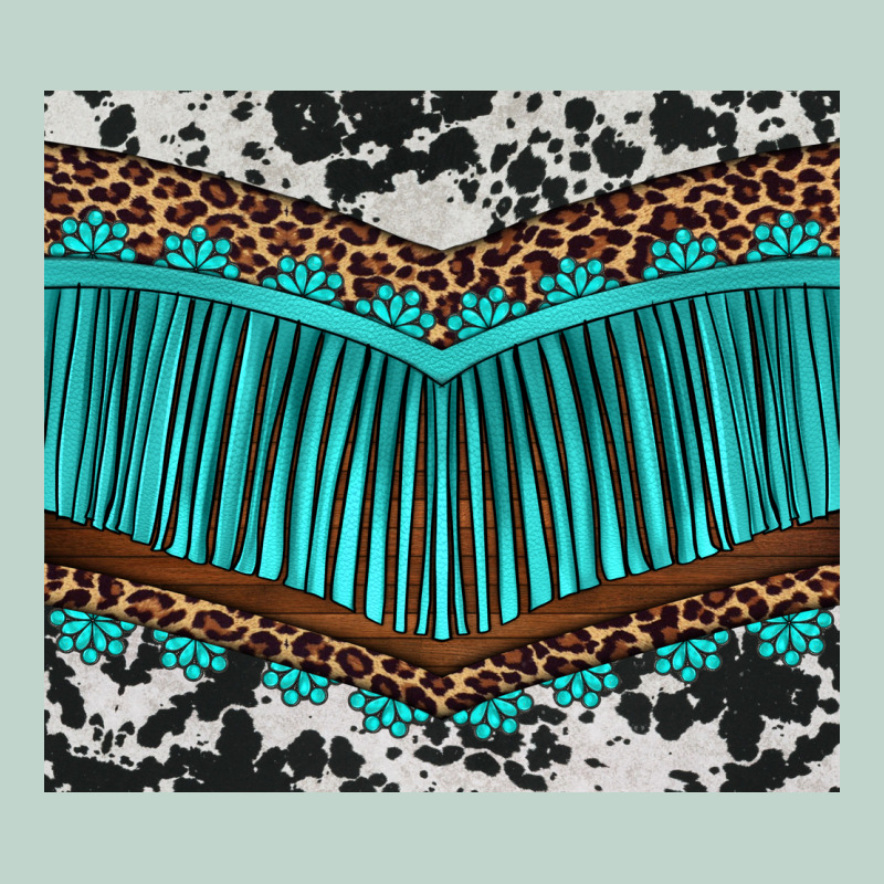 Western Cowhide Leopard Turquoise Fringed Zipper Hoodie by BarkalooDesign | Teevron