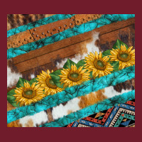 Western Aztec Sunflowers Turquoise Cowhide Zipper Hoodie | Teevron