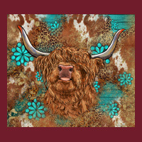 Highland Cow Turquoise Gemstones Western Patterns Zipper Hoodie | Teevron