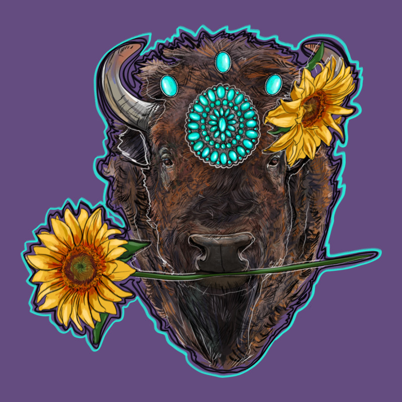Bison Head With Sunflowers And Gemstone Vintage Hoodie by RanaPortraitStore | Teevron