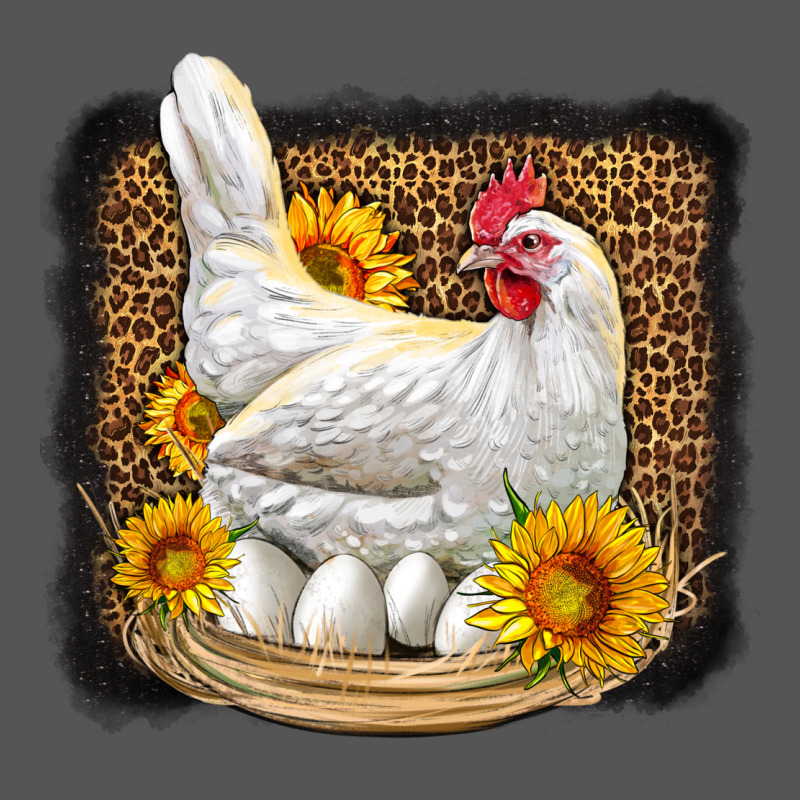 Perched Chicken With Sunflowers Leopard Background Zipper Hoodie by LillyAllenDesigns | Teevron