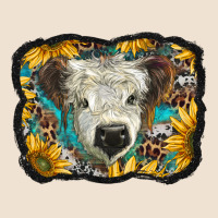 White Scottish Calf With Sunflowers Western  Background Urban Heavy Tee | Teevron