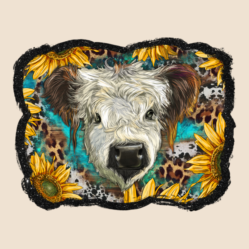 White Scottish Calf With Sunflowers Western  Background Urban Heavy Tee by BarkalooDesign | Teevron