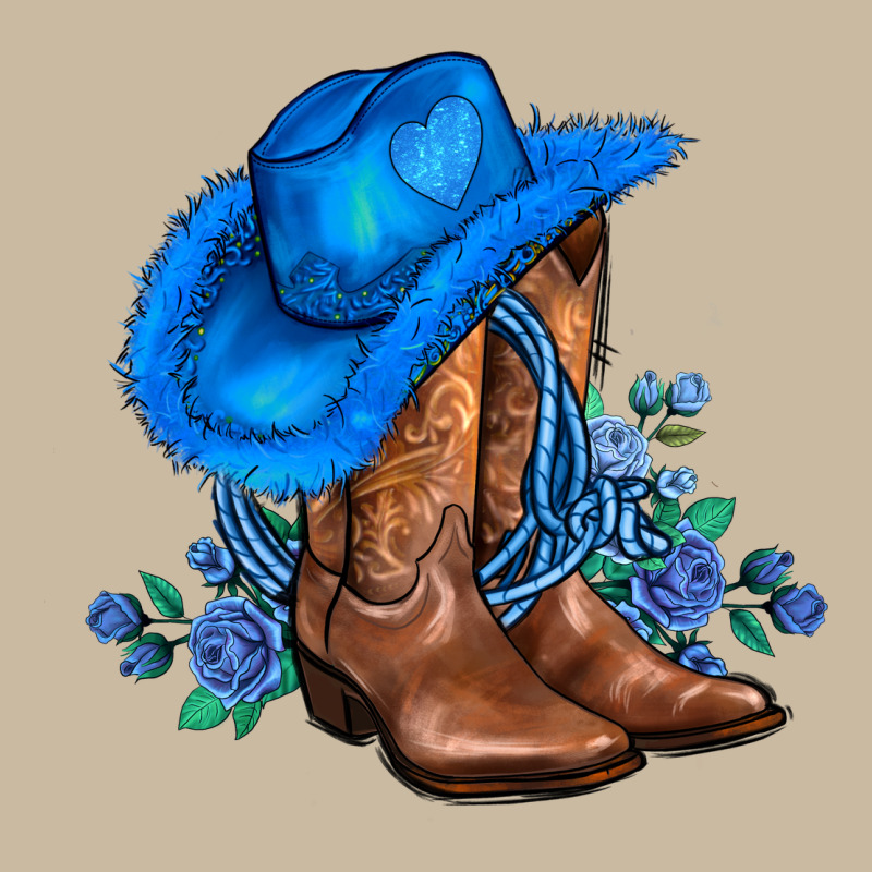 Valentines Day Blue Boots Cowgirl Hat And Roses Long Sleeve Tee by AdoDesignShop | Teevron