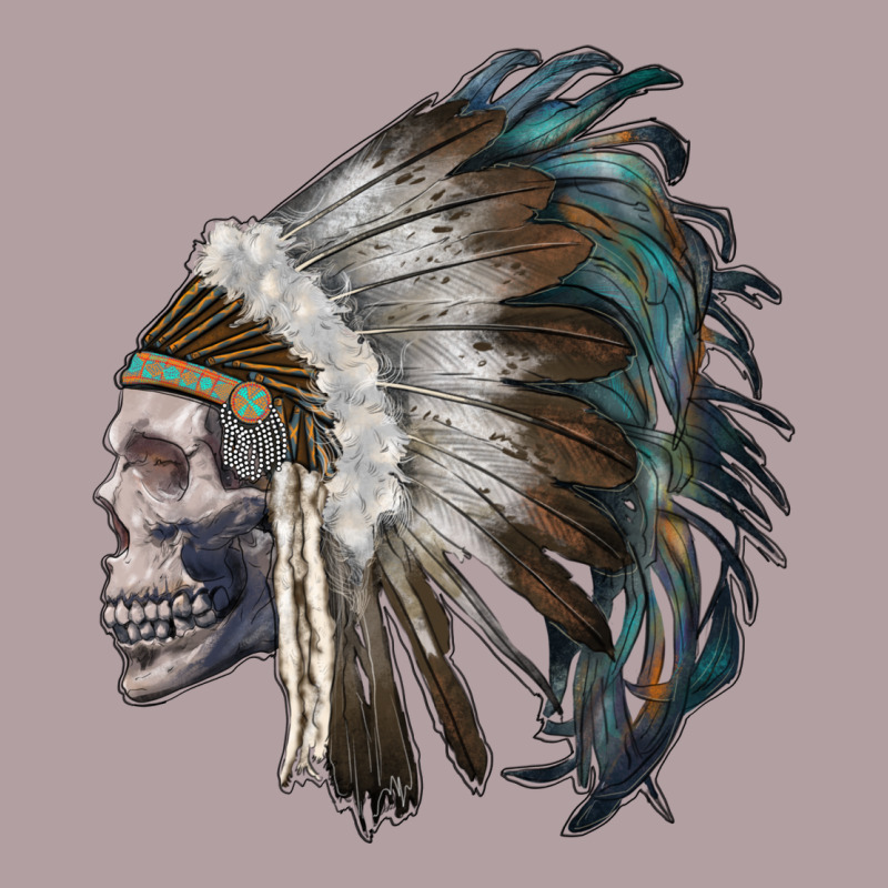 Skull With Indian Headdress Vintage Hoodie by RanaPortraitStore | Teevron
