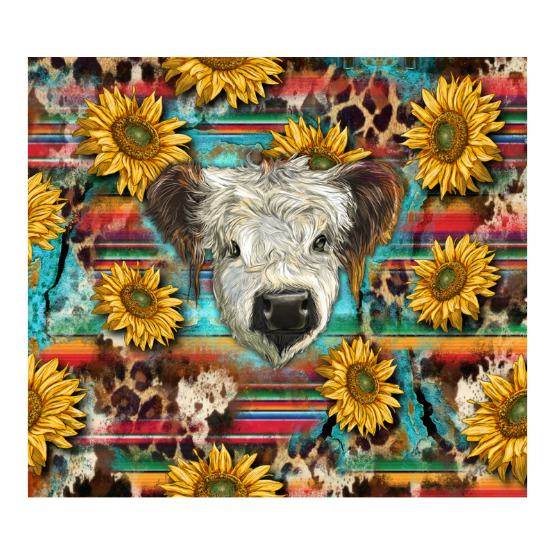 White Scottish Calf And Sunflowers Urban Heavy Tee by BarkalooDesign | Teevron