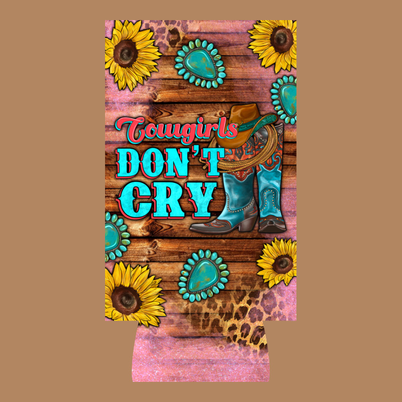 Cowgirls Don't Crty Boots Hat Sunflowers 12 Oz Can Cooler  (slim) Long Sleeve Tee by Artiststas | Teevron