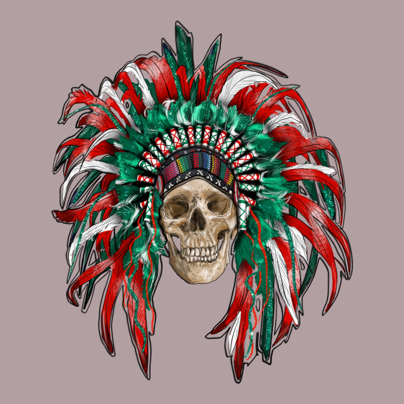 Mexican Flag Indian Headdress With  Skull Vintage Hoodie by RanaPortraitStore | Teevron