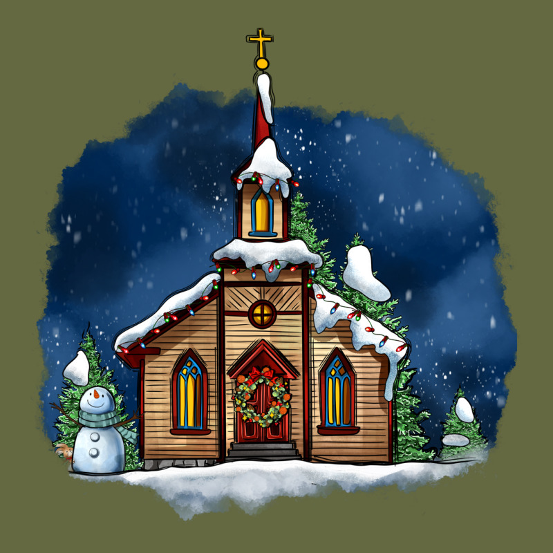 Christmas Church And Snow Long Sleeve Tee by AdoDesignShop | Teevron