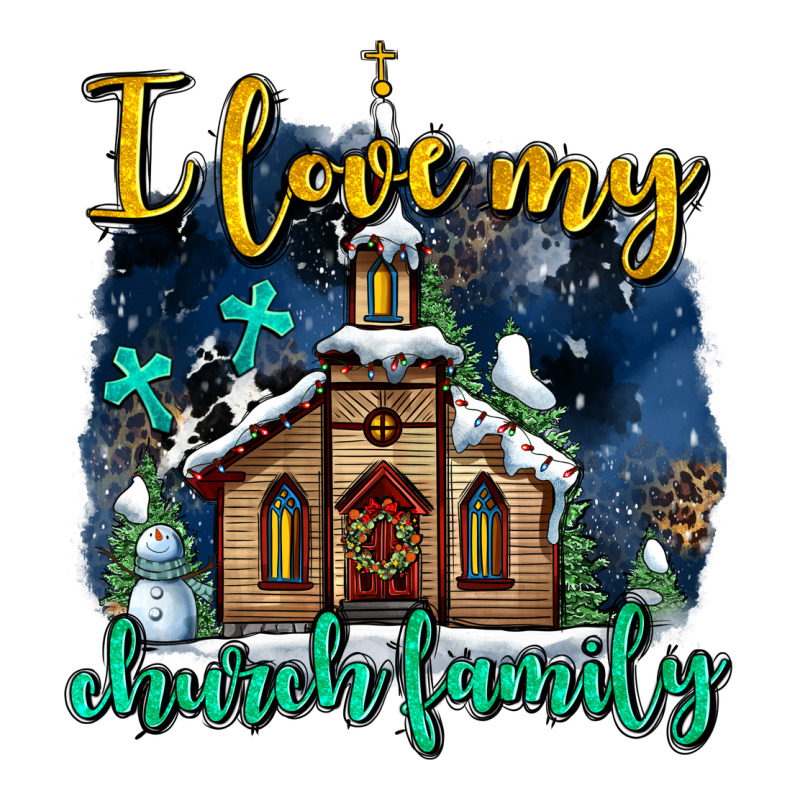 Christmas Church And Snow   ı Love My Church Family Long Sleeve Tee by AdoDesignShop | Teevron