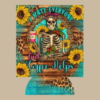 I Hate Everyone But Coffee Helps Western Skeleton Coffee Sunflowers 12 Long Sleeve Tee | Teevron