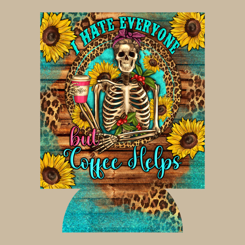 I Hate Everyone But Coffee Helps Western Skeleton Coffee Sunflowers 12 Long Sleeve Tee by Artiststas | Teevron