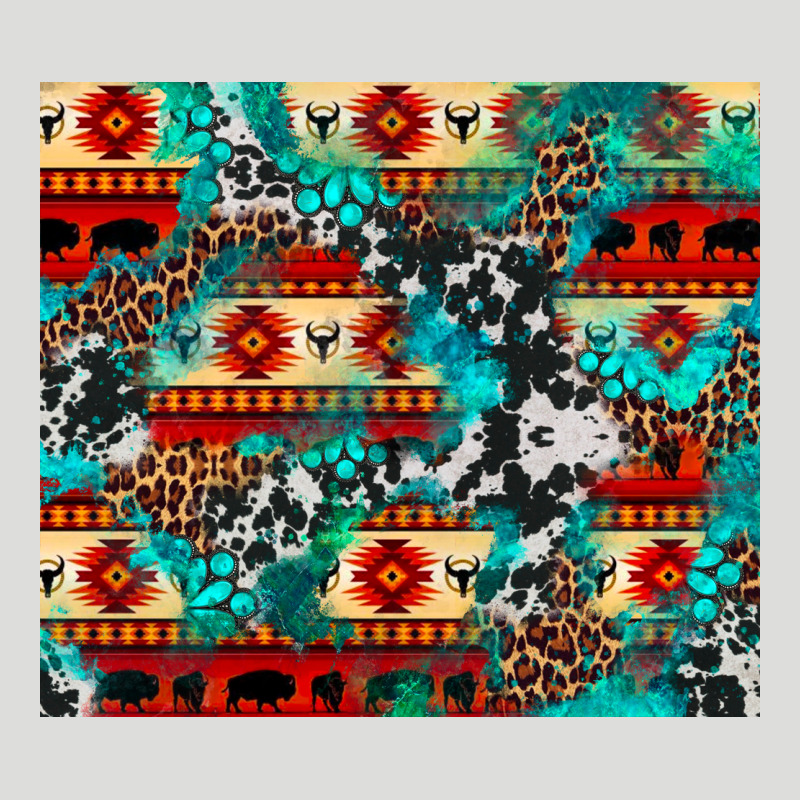Aztec Leopard Cowhide Turquoise Zipper Hoodie by BarkalooDesign | Teevron