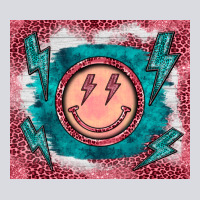 Western Lightning Bolt Smiling Face Turquoise Zipper Hoodie | Teevron