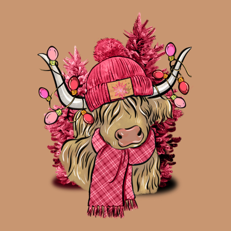 Pink Winter Long Haired Cow Heavyweight Hoodie by NancyCooperArtShop | Teevron