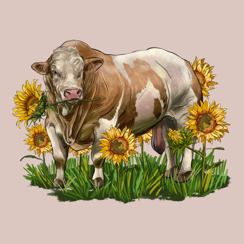Simmental Bull With Sunflowers Premium Hoodie by LillyAllenDesigns | Teevron