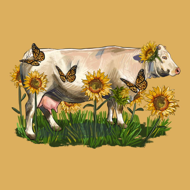 Charolais Cow With Sunflower Premium Hoodie by LillyAllenDesigns | Teevron