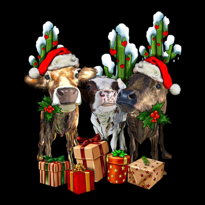 Western Christmas Cows And Cactuses Long Sleeve Tee by AdoDesignShop | Teevron