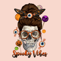 Spooky Vibes Skull Messy Bun Urban Hoodie | Teevron