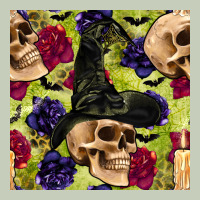 Halloween Witch Skull Seamless Pattern Long Sleeve Tee | Teevron