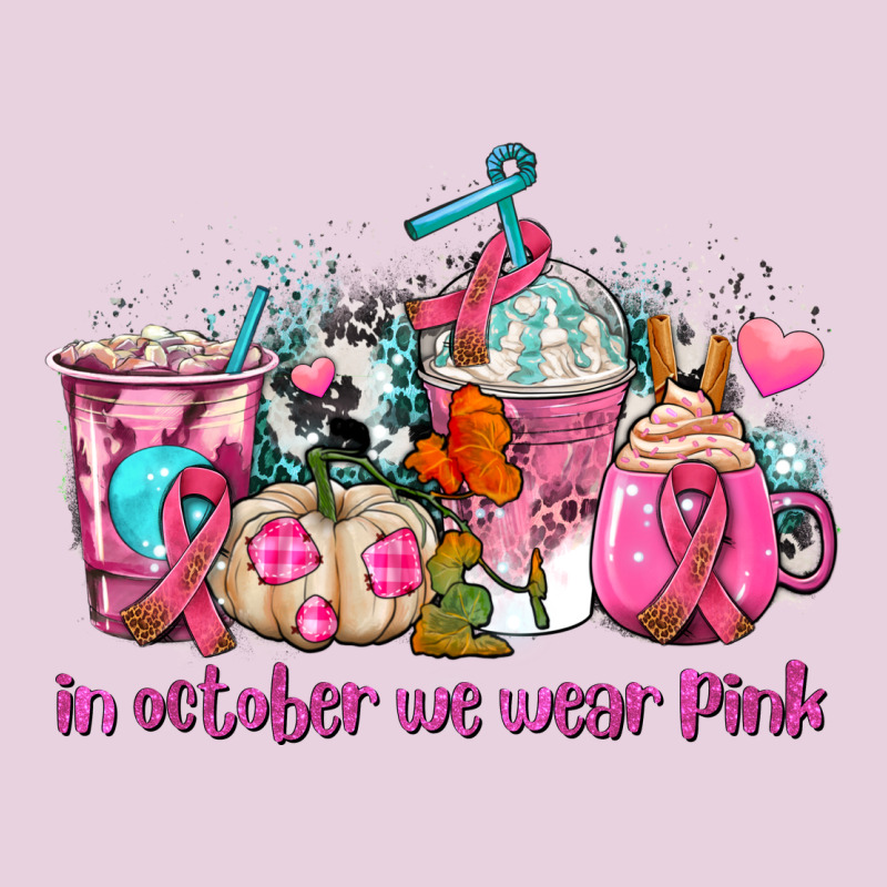 Western Cancer  In October We Wear Pink Coffee Cups With Ribbons Ladies Tee by AdoDesignShop | Teevron