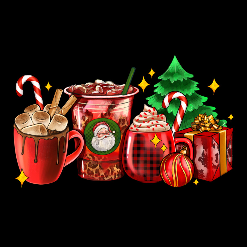 Christmas Coffee Cups With Gift And Christmas Tree Ladies Tee by AdoDesignShop | Teevron