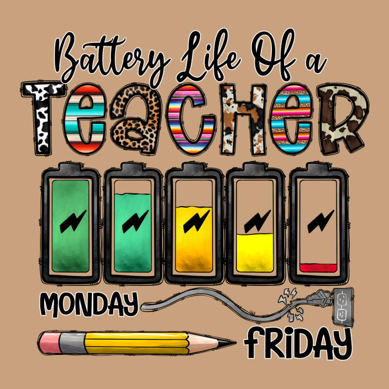 Battery Life Of A Teacher Monday Friday Vintage Tee by CowhideDigitalArt | Teevron