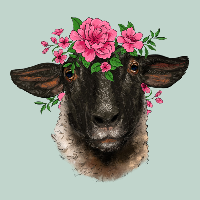 Suffolk Ewe Sheep With Floral Headdress Zipper Hoodie by BarkalooDesign | Teevron