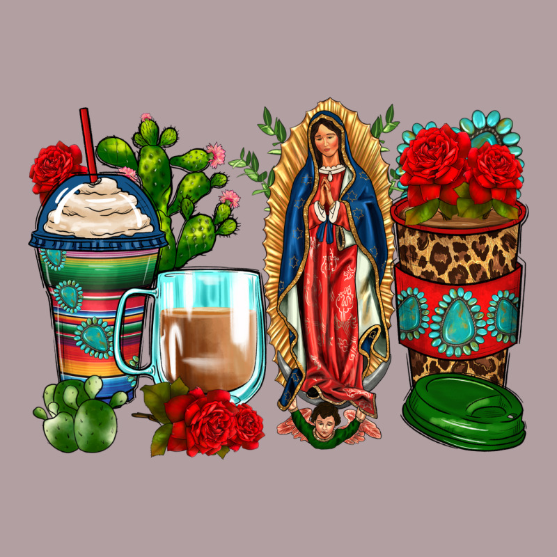 Lady Of Guadalupe Coffee Cups Vintage Hoodie by Zillion Design Studio | Teevron