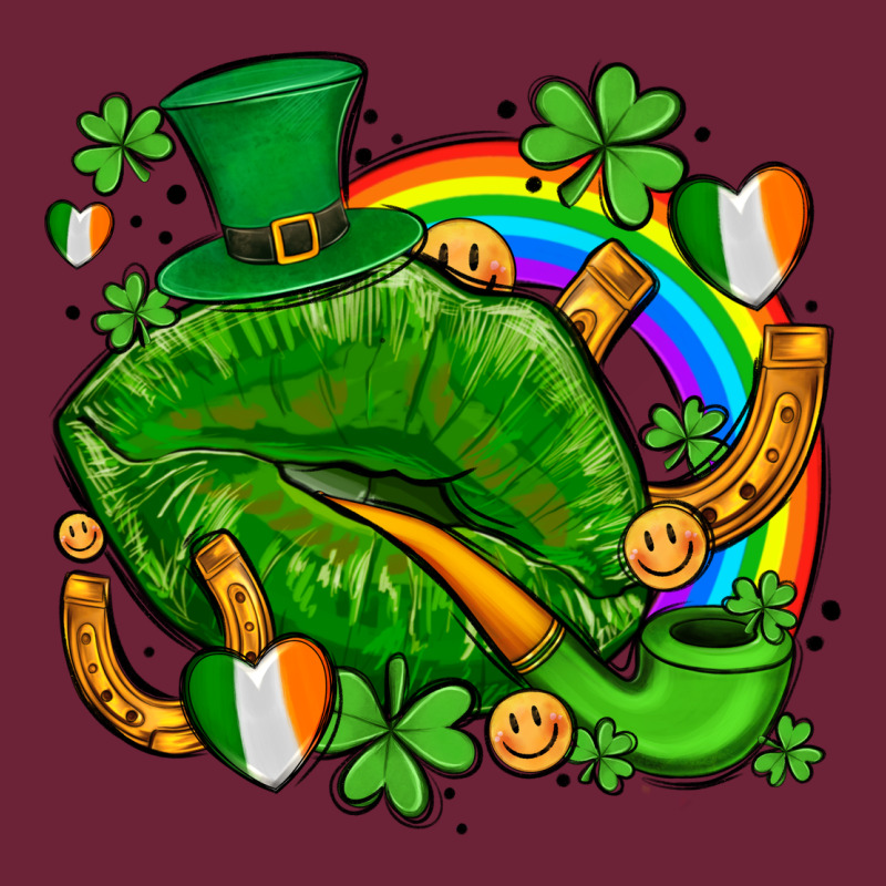 St Patricks Lips With Horseshoe Rainbow And Shamrocks Long Sleeve Tee by AdoDesignShop | Teevron
