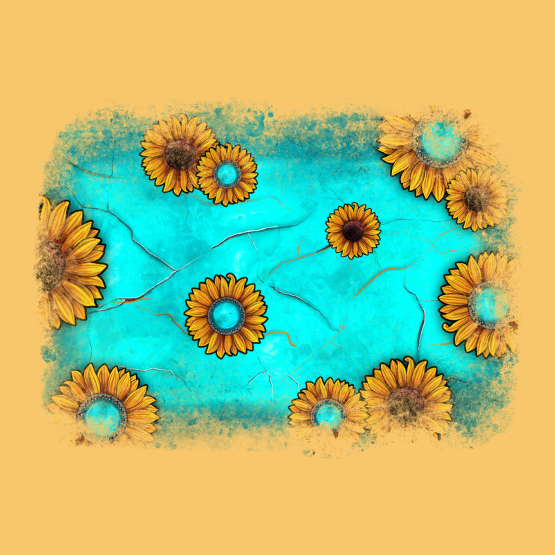 Turquoise Gemstone Sunflower Background Vintage Hoodie by JahusDesignShop | Teevron